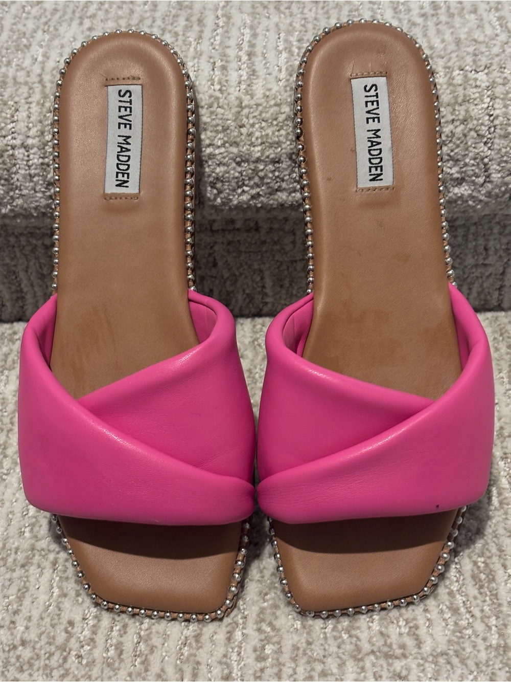 Steve Madden Hot Pink Padded Crossover Slide Mules